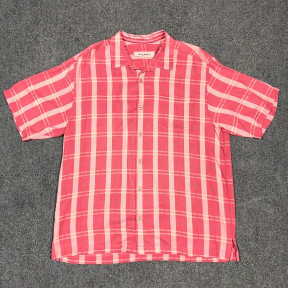 Tommy Bahama Silk Aloha Hawaiian Stripped Button Shirt Large - Picture 2 of 7